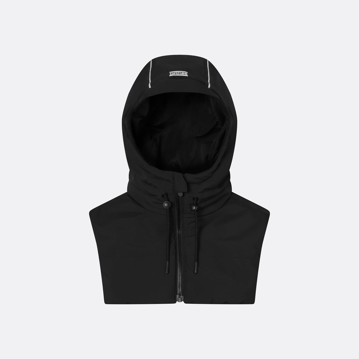 Schwarzer Kapuzeneinsatz mit Reißverschluss und reflektierenden Details, unisex Kappe