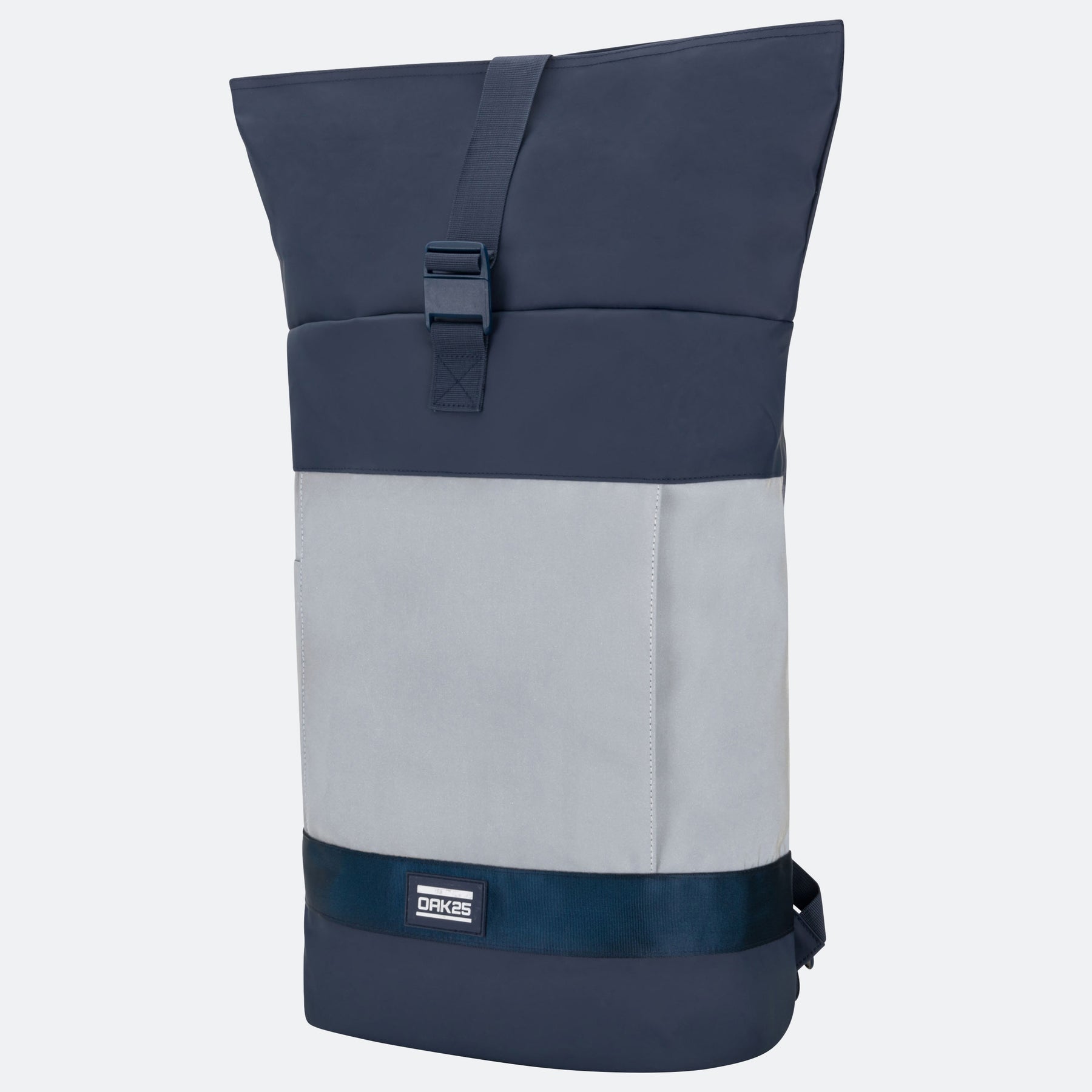 Rolltop-Rucksack OAK25 in Navy und Grau mit verstellbarem Verschluss und erweiterbarem Volumen