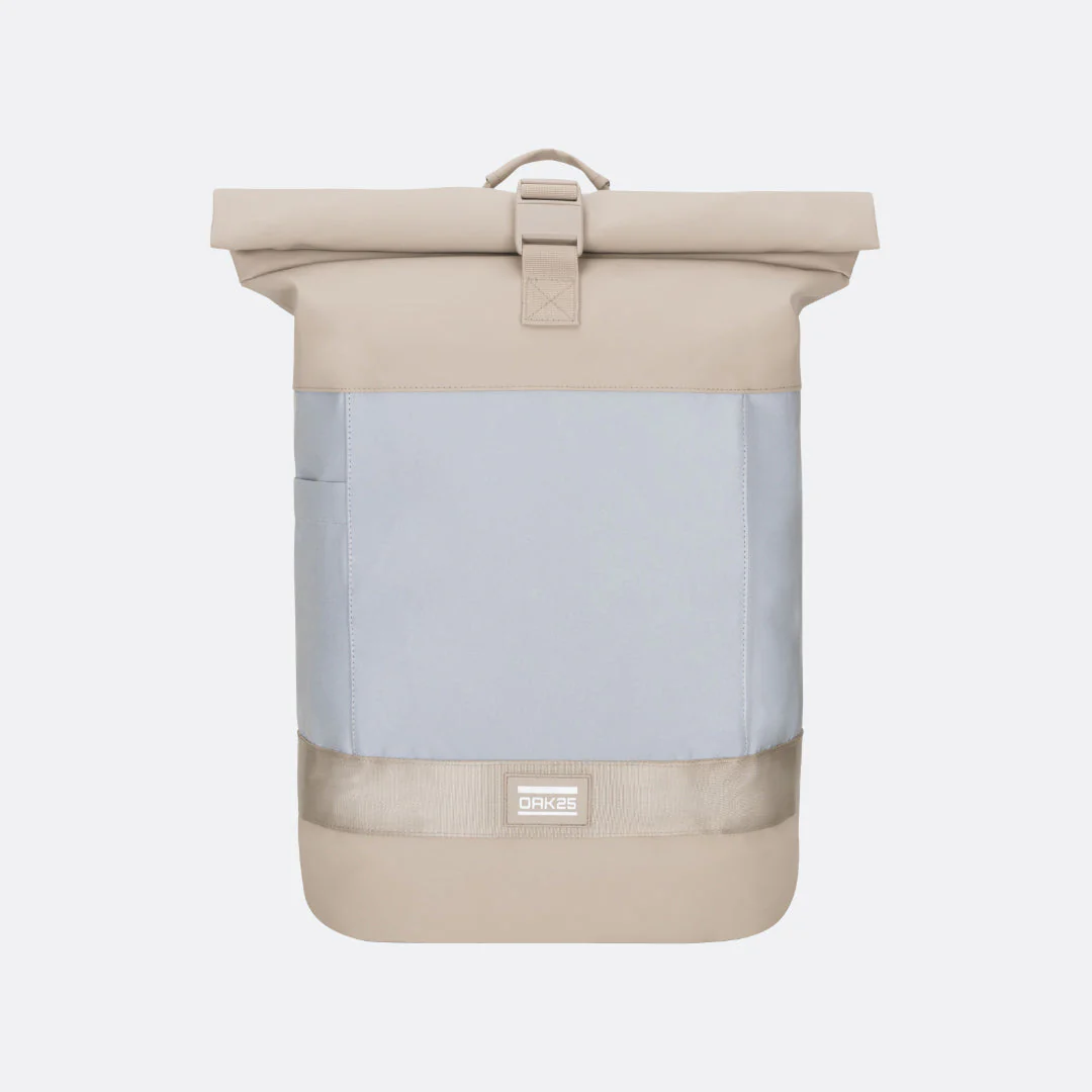 Reflektierender Fahrrucksack OAK25 Commute Rolltop L in Sandfarben mit Rollverschluss