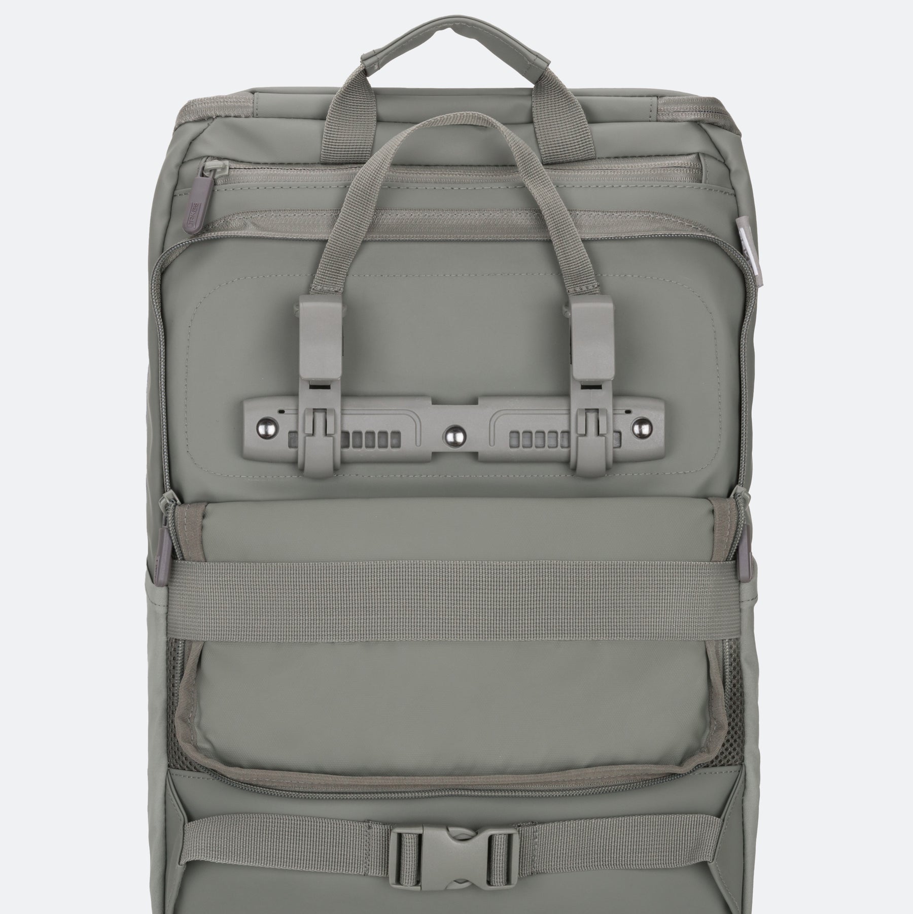 Graue multifunktionale 2in1 Fahrradtasche mit Griffen und verschiedenen Riemen zur Befestigung