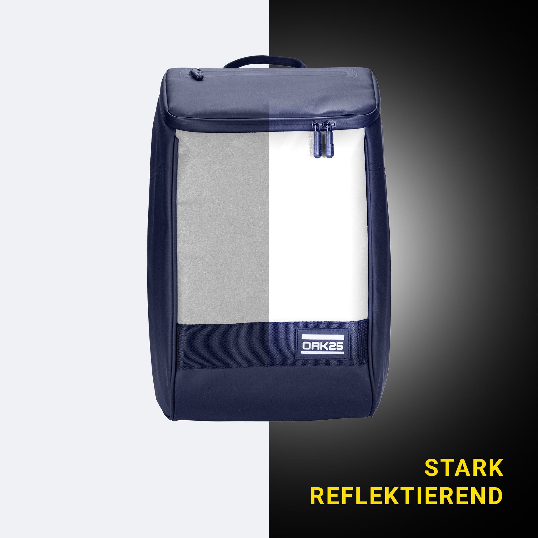 Navyblauer Daybag mit stark reflektierender Vorderseite und OAK25 Logo