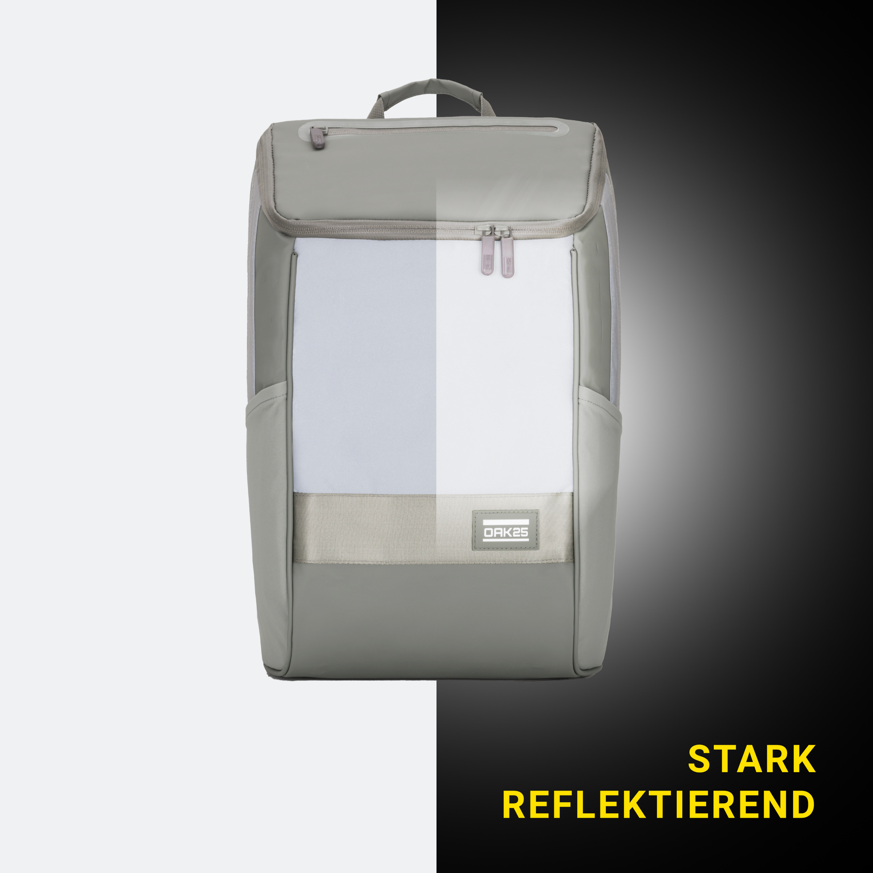 Salbeigrüner Daybag mit reflektierenden Flächen und aufgesetztem Logo von OAK25