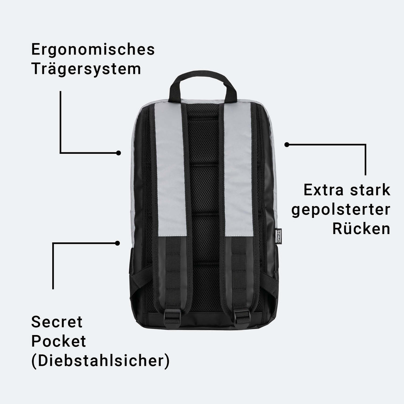 Oak25 Luminant Bag Reflektierender Rucksack 44 cm - Grey/Black